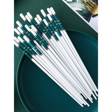 陶瓷筷子5雙10雙高檔家庭防霉防滑耐高溫抗菌骨瓷公筷家用ins輕奢