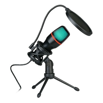FJ 炫彩RGB桌面USB電容麥克風BV3(附三腳支架)