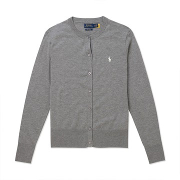 Polo Ralph Lauren RL 熱銷刺繡小馬開襟針織外套(女)-灰色