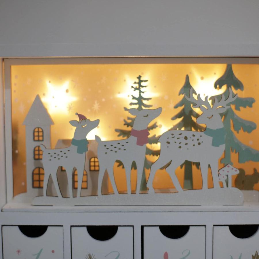 Wooden Advent Calendar Book with LED lighting for Adults Winter Scene Filla