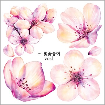 櫻花 6種款式 (blackraccoon) 復古拼貼設計紙質貼紙