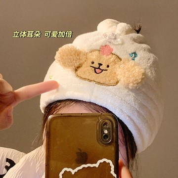 免運 幹髮帽 輕薄線條小狗干發帽速干少女可愛女超強吸水單層頭戴式干發巾卡通