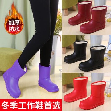 冬季新款雪地靴女款保暖加絨加厚東北防水防油防滑棉鞋媽媽鞋工作
