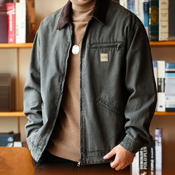 美式經典J97底特律工裝夾克男石磨水洗380g重磅帆布獵裝外套