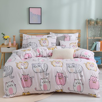 Blue Cat 藍貓 舒柔棉系列 銀離子抗菌床包組 台灣製造  咪咪家族  5 x 6.2尺  床包 + 被套組