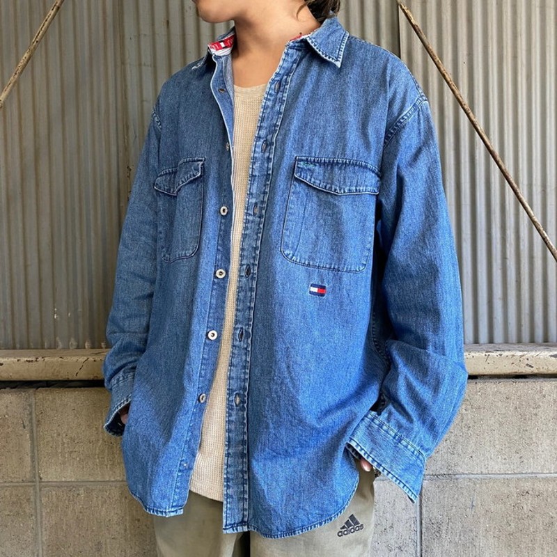 90年代 TOMMY JEANS トミージーンズ デニムシャツ メンズM | LINE