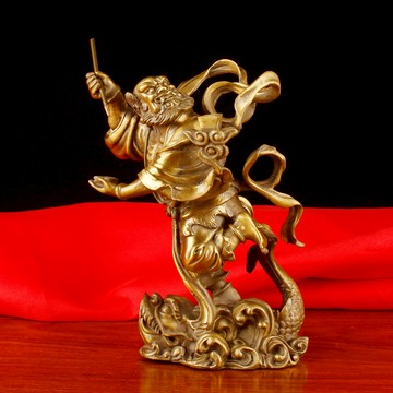 悟活山谷 純銅魁星點斗踢斗像擺件獨占ao頭書房家居裝飾品