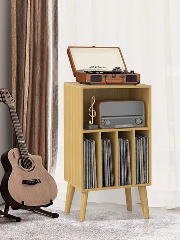 {新品上市}黑膠收納柜復古木質雜志書柜落地唱片柜北歐風唱片機柜黑膠展示柜