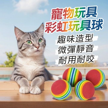 🌈PEt✨寵物玩具球 彩虹球 逗貓球 彩虹玩具球 貓咪實心彈力球 小貓小狗球玩具 EVA浮水