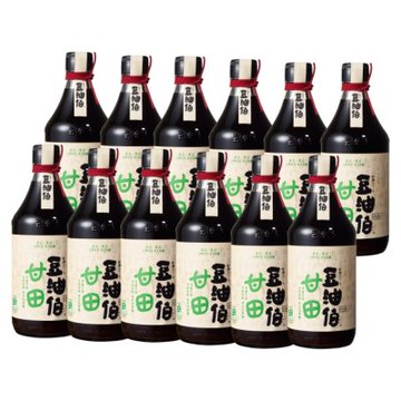 豆油伯 健康甘田薄鹽醬油12入箱購組(500mlx12瓶)