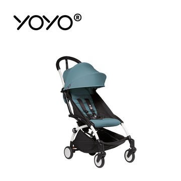 Stokke - YOYO² 法國 6+ 推車組合(含車架)-白色車架+湖水藍