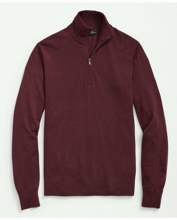 Brooks Brothers Men's Big & Tall Fine Merino Wool Half-Zip Sweater | Burgundy | Size 3X Tall