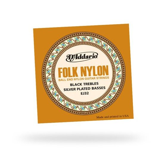 D'Addario ダダリオ クラシックギター弦 EJ32 ブラック "Folk Nylon"［daddario EJ-32]〈ゆうパケット対応〉