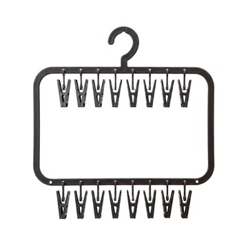 The Look GROCERIES STORAGE 雙口型晾曬架24夾 摺疊收納省空間 輕巧便攜 材質滑順舒適不刮手  63 x 39.8cm  黑  1組