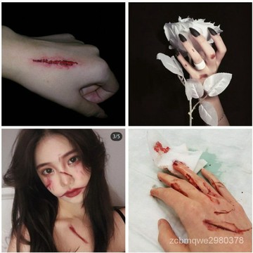 優質萬聖節紋身貼 假傷疤贴仿真刀疤贴假伤口贴紙 万圣节派對妝容酒吧