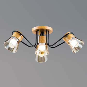 木紋烤漆琥珀色玻璃半吸頂燈 36-60742