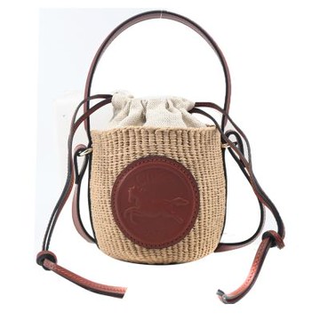 Chloe Horse Medal迷你草編水桶包(棕褐色)