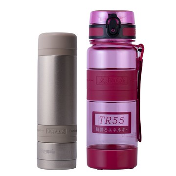 【太和工房】TR55運動水壺700ml(莓紅色)+不銹鋼保溫瓶300ml(SS30金沙色)組合
