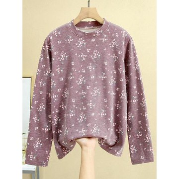 媽媽打底秋衣女士加厚貼身內穿棉毛衫中老年人大碼中領內衣保暖衣