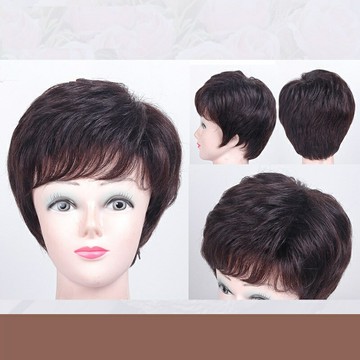 【巴黎精品】現貨+預購 女短假髮真髮假髮透氣假髮片輕量隱形增髮量假髮接髮-三七旁分斜瀏海5色a1cq18