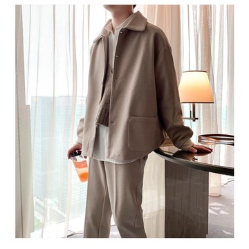 呢子外套男ins韓版潮流寬松短款網紅秋冬帥氣夾克毛呢休閑小風衣