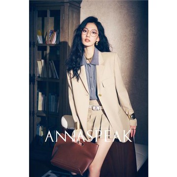 現貨/ANNASPEAK摩登知識分子 精裁微光精紡羊毛西裝雙褶闊腿褲