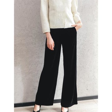 許北亭原創設計春秋冬新中式真絲絲絨純色休閑闊腿長褲百搭松緊腰