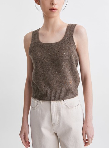 雙色彩點雙面穿針織背心