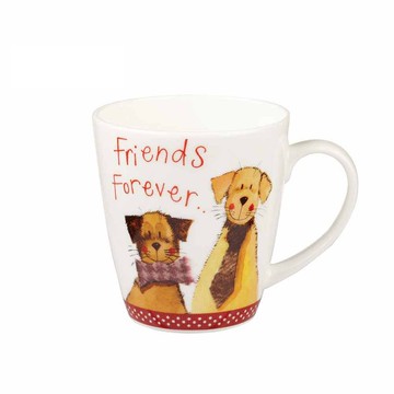 英國Queens-Alex Clark設計款-360ml骨瓷馬克杯-永遠的好朋友