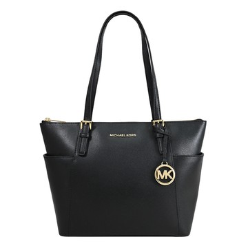 MICHAEL KORS JET SET ITEM 經典浮雕LOGO肩背托特包.黑金