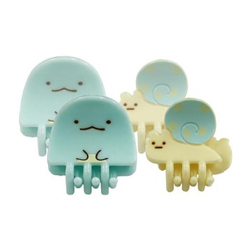 asdfkitty*日本san-x角落生物迷你鯊魚夾-2入(恐龍+蝸牛) 髮飾 抓夾 彈力夾 側邊夾 瀏海夾-正版