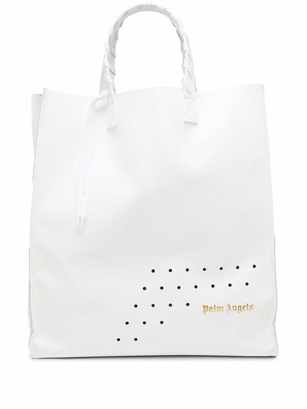 Palm Angels - logo-print two-tone leather tote bag - men - Leather - One Size - White