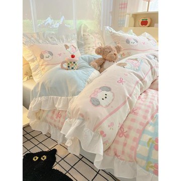 ins可愛風花邊全棉四件套床品100純棉少女心被套床單笠宿舍三件套