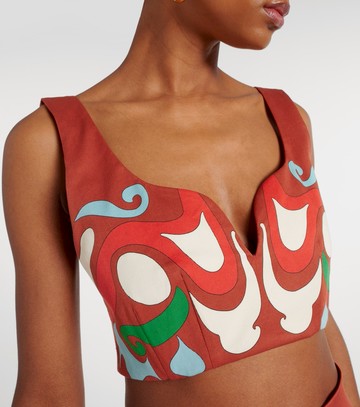 La DoubleJ Baia printed cotton-blend crop top