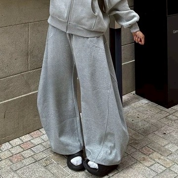 ✨厚磅 超硬挺版型✨特殊剪裁 解構線條 彎刀褲 重磅硬挺 棉寬褲 棉長褲  棉褲 寬褲 落地褲 長褲 男女皆可