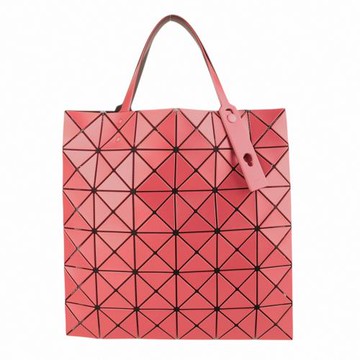 ISSEY MIYAKE 三宅一生-BAOBAO 雙色幾何方格6x6手提包(磚粉x羅蘭紫)亮面