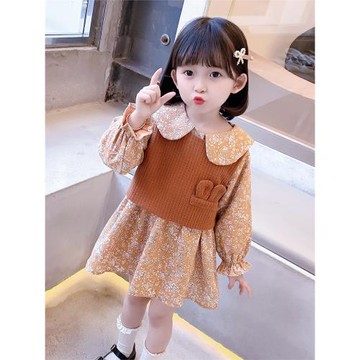 女童初春馬甲碎花裙兩件套2025春季新款韓版寶寶洋氣套裝裙童裝潮