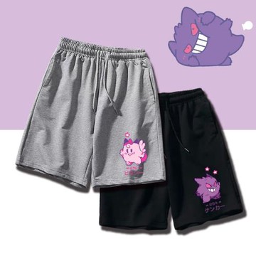精靈寶可夢日系動漫運動純棉短褲耿鬼皮克西情侶時尚大碼五分褲潮