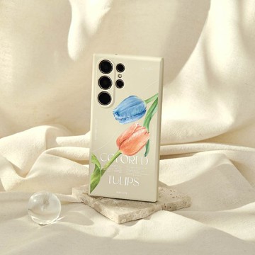 浪花花藝純粹鬱金香純色矽膠SAMSUNG手機殼-象牙白