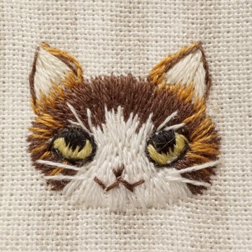 高級手工刺繡-貓臉歲月小環保筷套(收納袋)