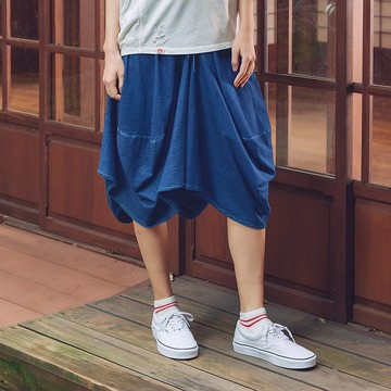 江戶勝 日系 女款 繡花變體裙(漂淺藍) #裙子