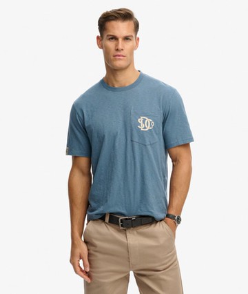 Superdry Men's The Merchant Store - Graphic Pocket T-shirt Blue Size: S