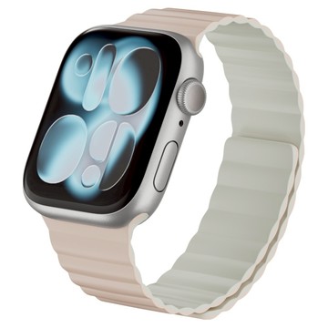 MAGEASY Skin Duo 雙面親膚磁吸矽膠防水錶帶  貝殼粉 + 雲朵白  Apple Watch 44/45/46/49mm  1個