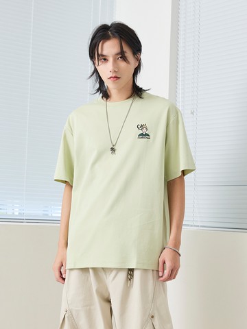 城市單車少年背圖短T