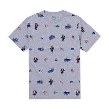 Polo Ralph Lauren RL 熱銷刺繡滿版熊圖案短袖T恤(青年款)-灰色