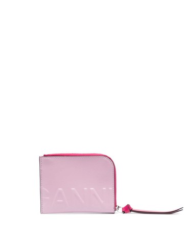 GANNI - 3D-logo zipped wallet - women - Recycled Leather/Recycled Cotton/Polyurethane/Cotton - One Size - Pink