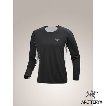 【Arcteryx 始祖鳥官方直營】男 Norvan Logo 快乾長袖圓領衫 黑/沉靜灰