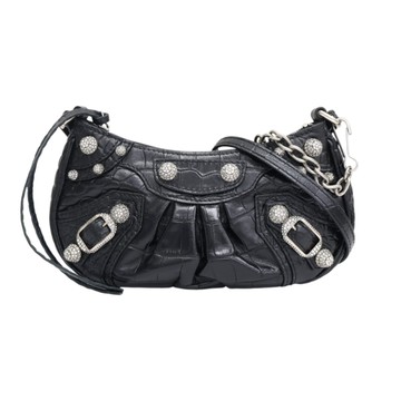 Balenciaga 巴黎世家 黑色羊皮 壓紋 Le Cagole Mini 肩背包 695814 【二手名牌BRAND OFF】