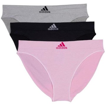 Adidas 2025女時尚無縫柔軟比基尼灰黑粉色三角混搭3件組(預購)