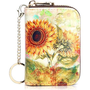 Love 21 2023女時尚APHISON太陽花款3D彩繪信用卡拉鍊錢包